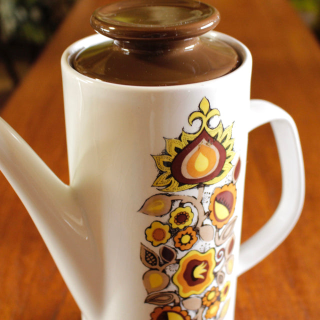 ヴィンテージ食器で暮らしに彩りを添える。【J&G MEAKIN】イギリス製ビンテージ・コーヒーポット【フラワー柄】レトロ食器アンティーク雑貨ブロカント002113