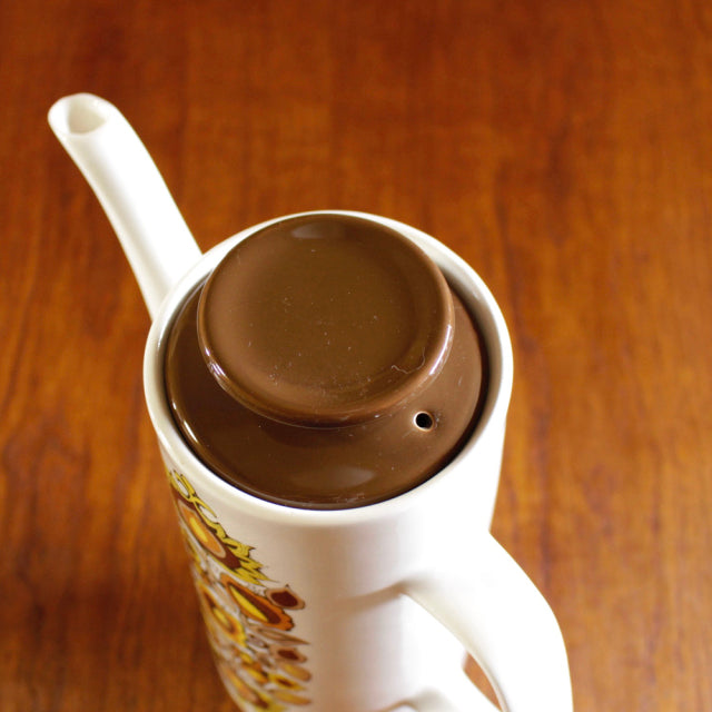 ヴィンテージ食器で暮らしに彩りを添える。【J&G MEAKIN】イギリス製ビンテージ・コーヒーポット【フラワー柄】レトロ食器アンティーク雑貨ブロカント002113