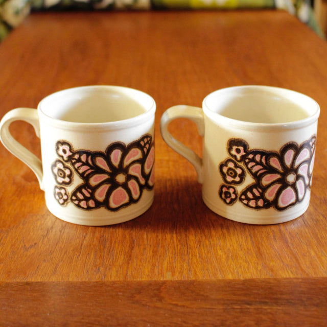 ヴィンテージ食器で暮らしに彩りを添える。イギリス製【Kiln Craft社製】ビンテージ・マグカップ2個セット【花柄】食器アンティーク雑貨ブロカント004177