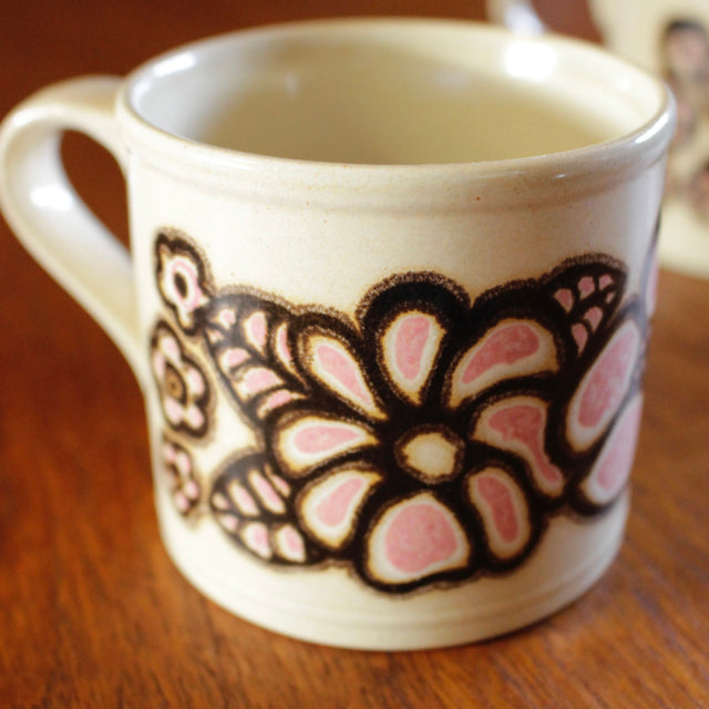 ヴィンテージ食器で暮らしに彩りを添える。イギリス製【Kiln Craft社製】ビンテージ・マグカップ2個セット【花柄】食器アンティーク雑貨ブロカント004177