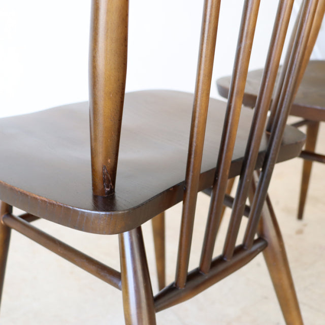 【希少】アーコール（ERCOL）スティックバックチェア【ハイバック/ブラウン】２脚　商品番号【021011a】