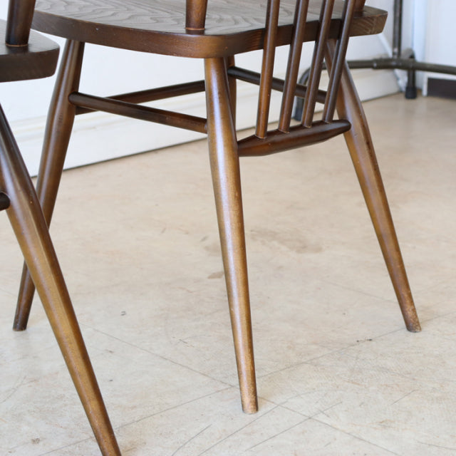 【希少】アーコール（ERCOL）スティックバックチェア【ハイバック/ブラウン】２脚　商品番号【021011a】