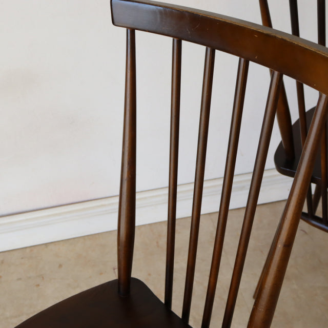 【希少】アーコール（ERCOL）スティックバックチェア【ハイバック/ブラウン】２脚　商品番号【021011a】