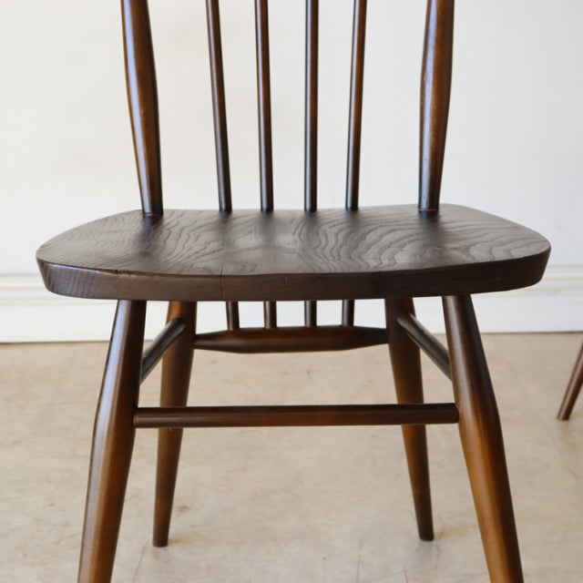 【希少】アーコール（ERCOL）スティックバックチェア【ハイバック/ブラウン】２脚　商品番号【021011a】