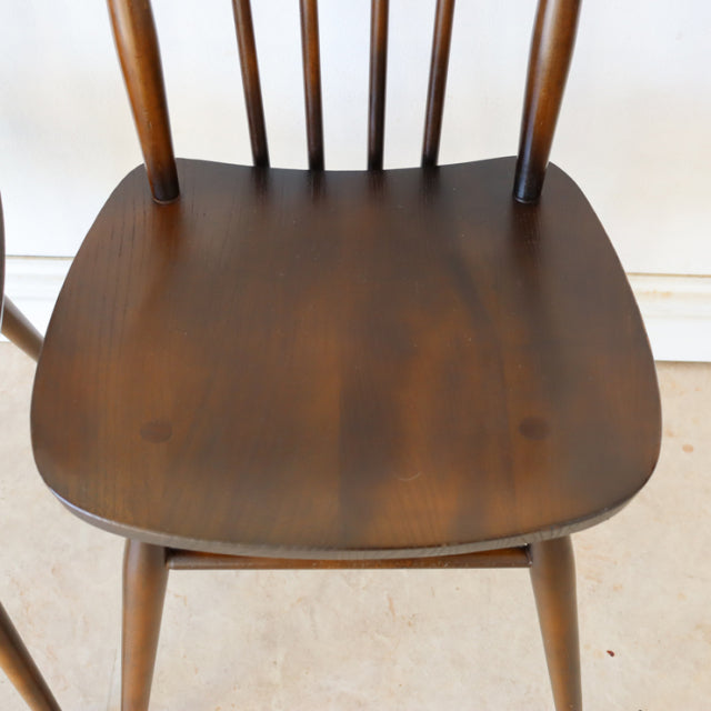 【希少】アーコール（ERCOL）スティックバックチェア【ハイバック/ブラウン】２脚　商品番号【021011a】