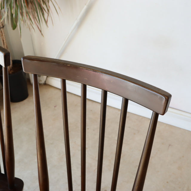 【希少】アーコール（ERCOL）スティックバックチェア【ハイバック/ブラウン】２脚　商品番号【021011a】