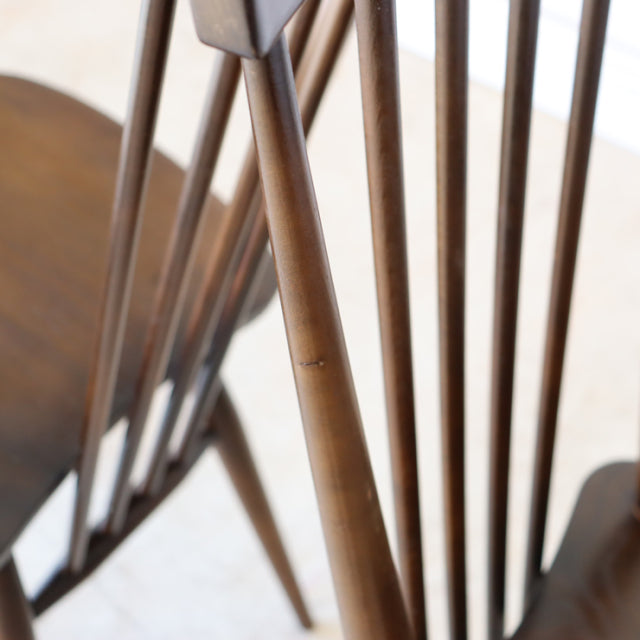 【希少】アーコール（ERCOL）スティックバックチェア【ハイバック/ブラウン】２脚　商品番号【021011a】
