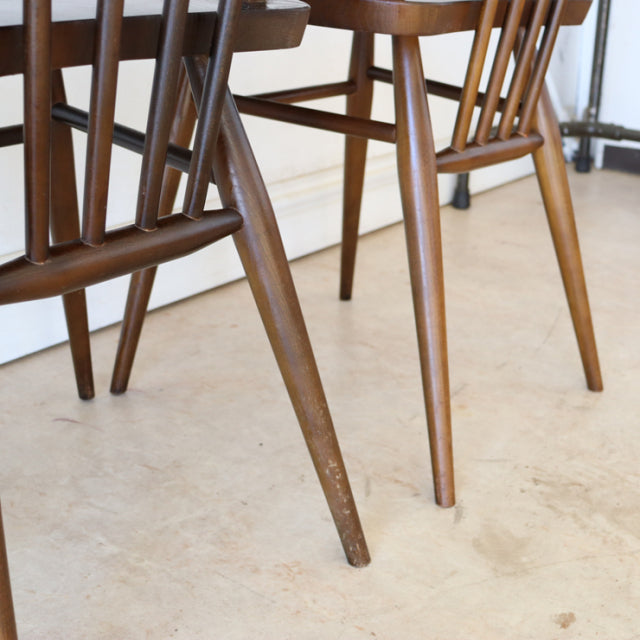 【希少】アーコール（ERCOL）スティックバックチェア【ハイバック/ブラウン】４脚　商品番号【021011b】