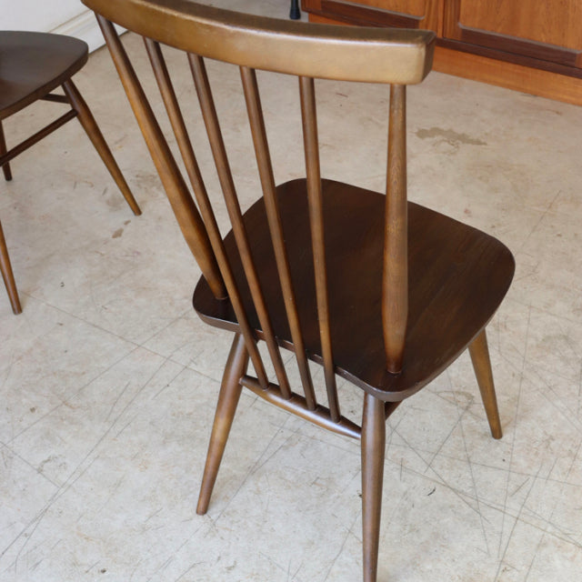 【希少】アーコール（ERCOL）スティックバックチェア【ハイバック/ブラウン】４脚　商品番号【021011b】