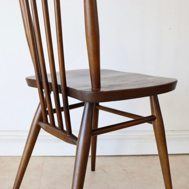 【希少】アーコール（ERCOL）スティックバックチェア【ハイバック/ブラウン】４脚　商品番号【021011b】