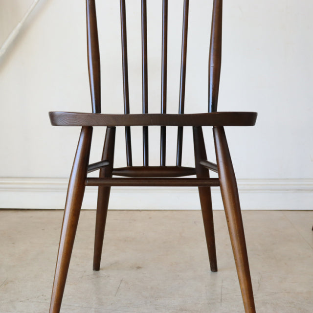 【希少】アーコール（ERCOL）スティックバックチェア【ハイバック/ブラウン】４脚　商品番号【021011b】