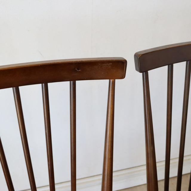 【希少】アーコール（ERCOL）スティックバックチェア【ハイバック/ブラウン】４脚　商品番号【021011b】