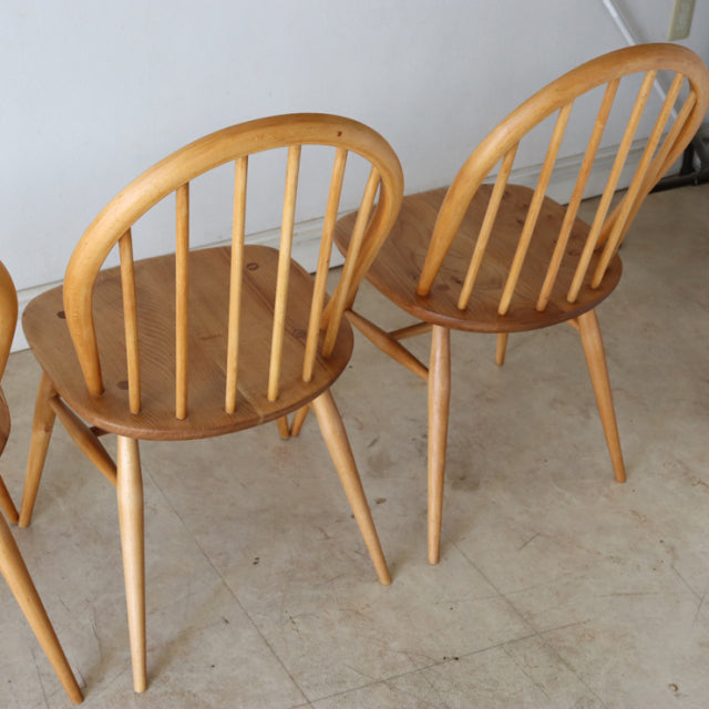 アーコール（ERCOL）フープバックチェア６本バー４脚セット【無垢】商品番号【021042】