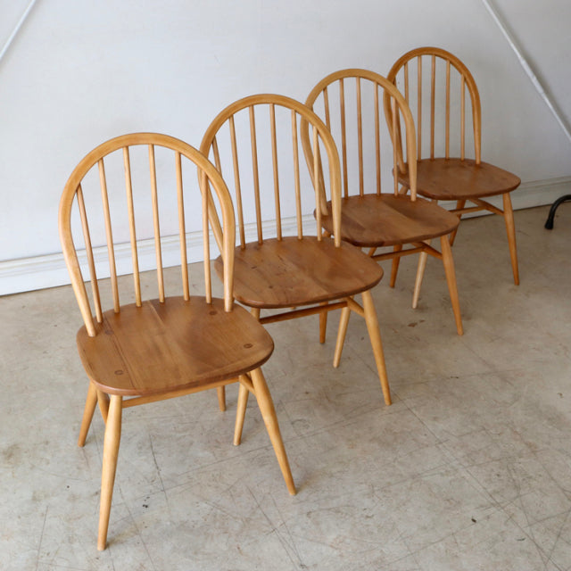 アーコール（ERCOL）フープバックチェア６本バー４脚セット【無垢】商品番号【021042】