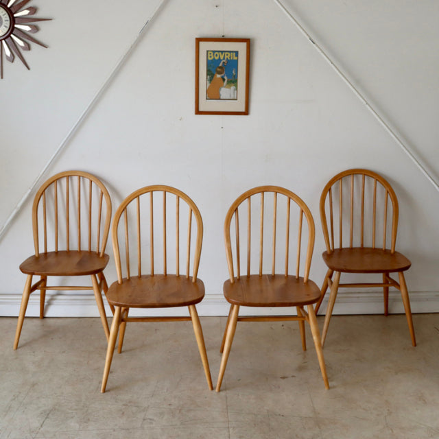アーコール（ERCOL）フープバックチェア６本バー４脚セット【無垢】商品番号【021042】
