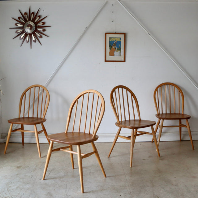 アーコール（ERCOL）フープバックチェア６本バー４脚セット【無垢】商品番号【021042】