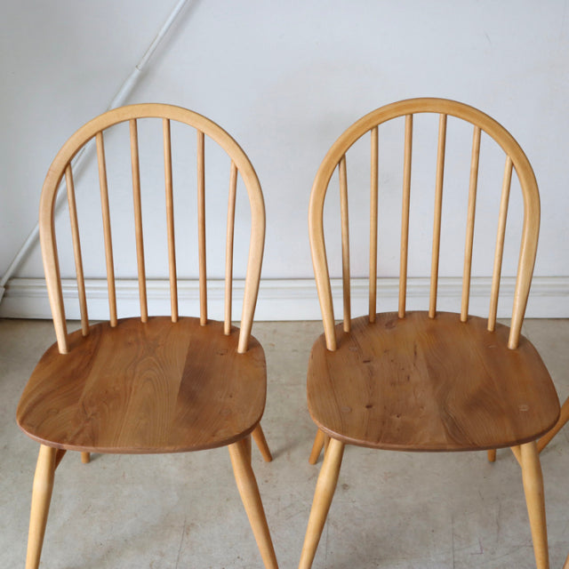 アーコール（ERCOL）フープバックチェア６本バー４脚セット【無垢】商品番号【021042】