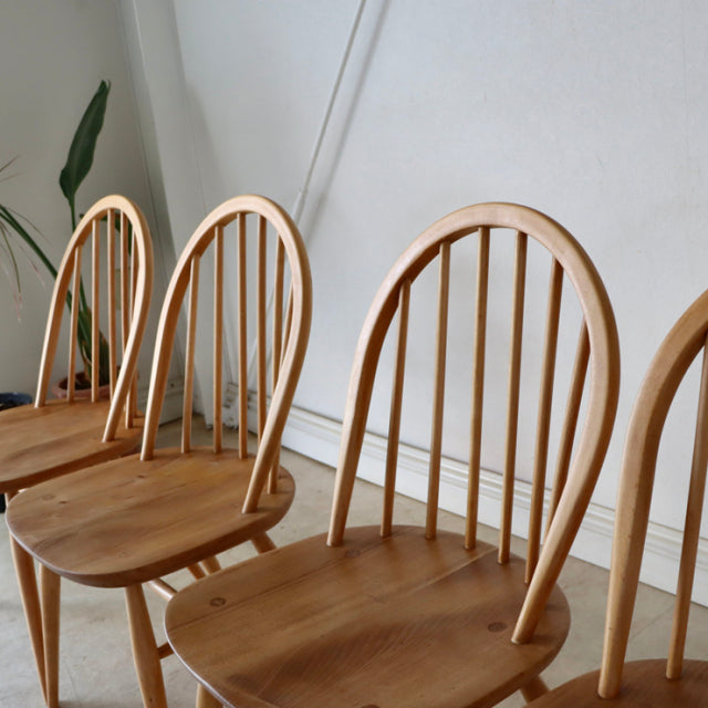 アーコール（ERCOL）フープバックチェア６本バー４脚セット【無垢】商品番号【021042】