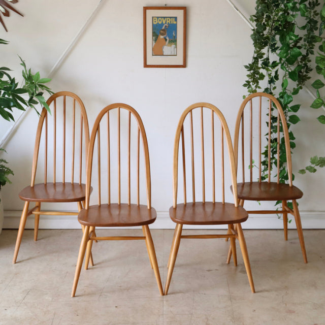 アーコール（ERCOL）クエーカーチェア【ナチュラル】４脚セット　商品番号【021059b】