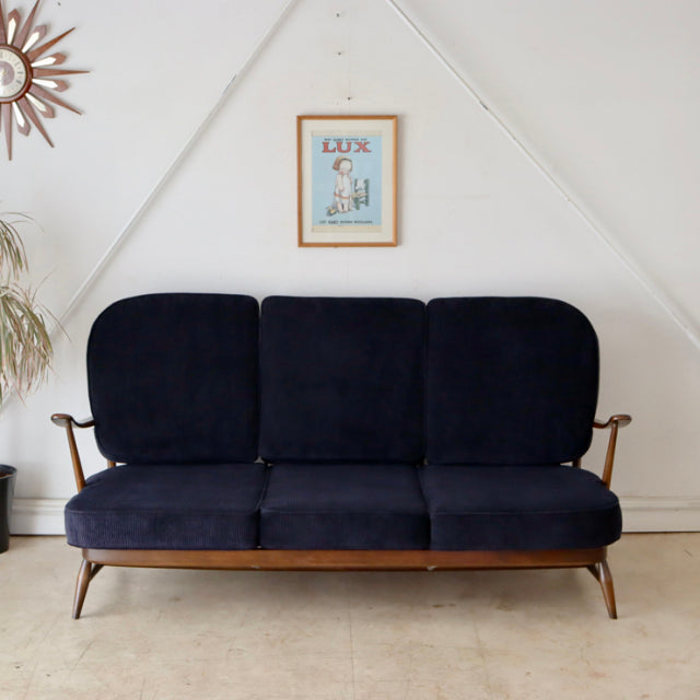アーコール（ERCOL）３シーターソファ　遠州産の太畝コーデュロイにて張替え済み　商品番号【021079】