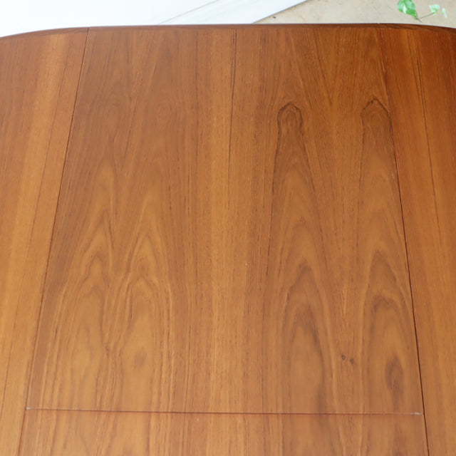 Mid-century vintage teak dining table top with smooth grain and warm honey tones from British G-Plan Fresco series.