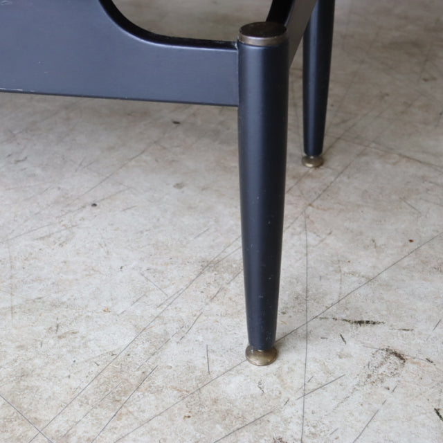 Mid-century vintage G-Plan teak coffee table leg, black tapered wood with brass cap, British design from Denmark era.