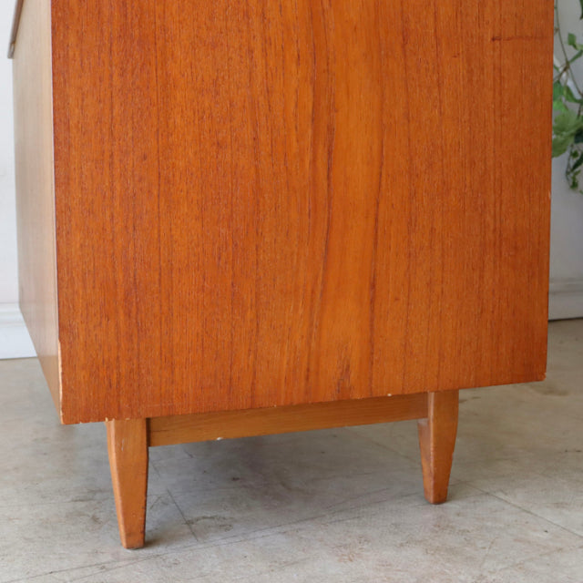 Vintage teak storage box by Sutcliffe of Todmorden, British mid-century style with clean wood grain and tapered legs.