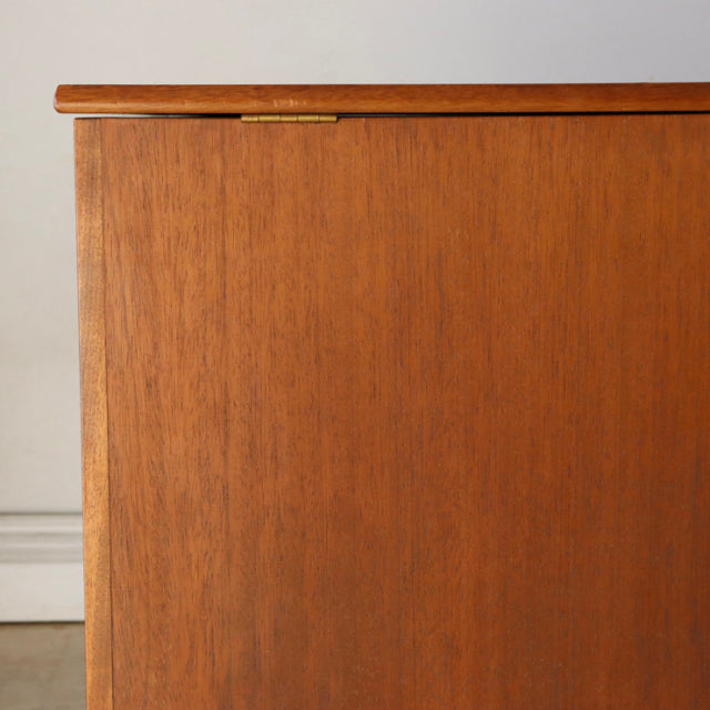 Vintage teak storage box by Sutcliffe of Todmorden, British mid-century design with smooth wood grain and clean lines.