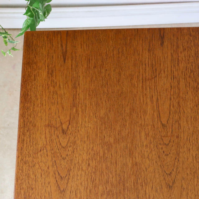 Vintage teak dining table top with rich wood grain and warm mid-century British design by Whiteandnewton.