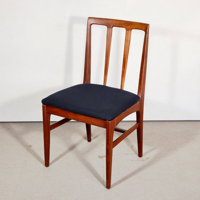 Vintage YOUNGER teak dining chair with black upholstered seat, British mid-century design, slender legs and elegant vertical .