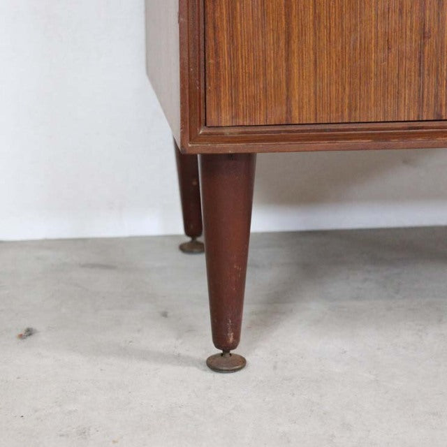 Mid-century vintage teak chest leg with tapered British design and brass foot pad from Denmark style.