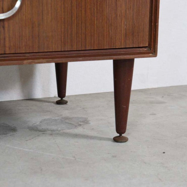 Mid-century vintage teak chest leg from British MEREDEW with tapered design and visible wood grain.