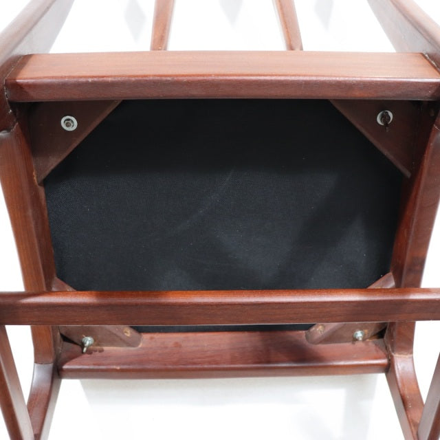 Underside view of vintage teak dining chair by John Herbert for Younger, mid-century British design with visible recessed.