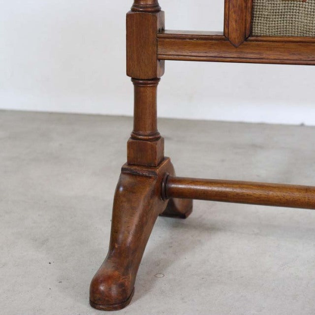Vintage British mid-century teak fire screen leg with rich wood grain and turned details from Denmark.