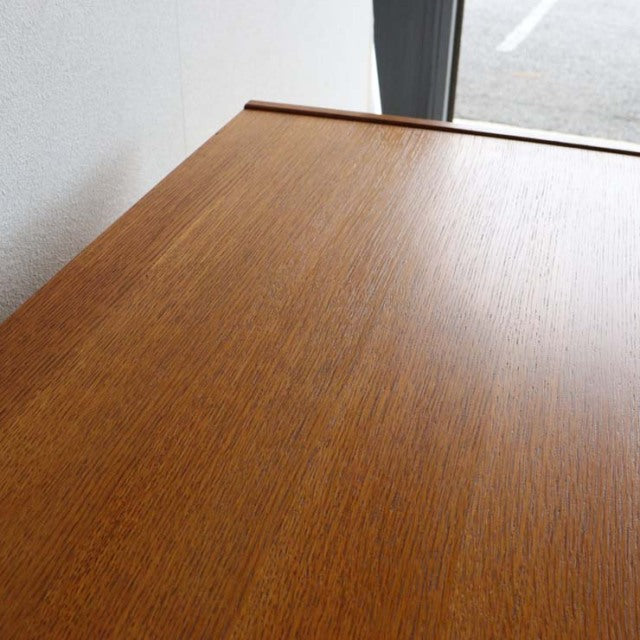 Vintage British mid-century teak chest by G-Plan with smooth wood grain and clean lines.