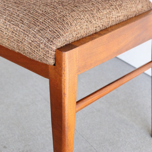 Vintage mid-century teak dining chair leg and fabric seat corner, British McIntosh design from Denmark.