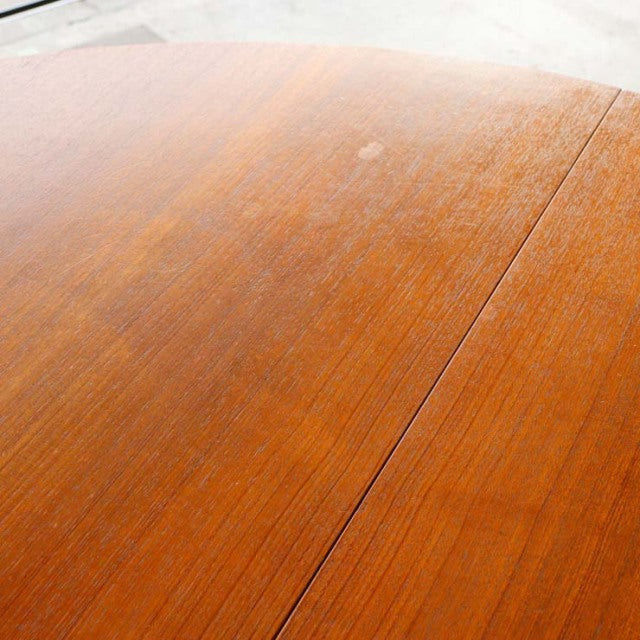 Vintage mid-century teak dining table top by Edward Valentinsen with warm wood grain and subtle patina.