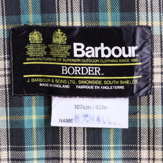 バブアー Barbour size42 BORDER 2CROWN YKK棒ZIP 85年製 オイル抜きandクリーニング済み　23088a | 送料込