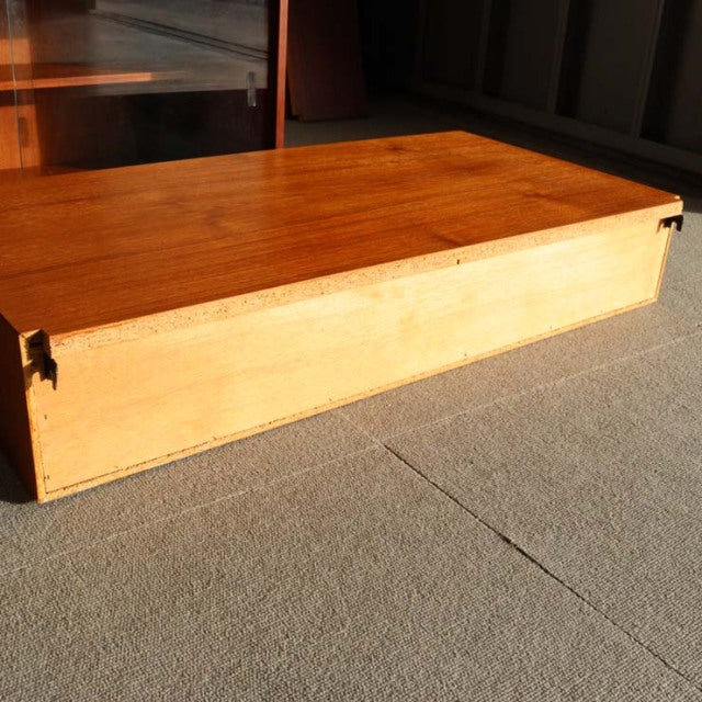 Mid-century vintage teak storage chest with smooth wood grain, Danish design by Preben Sørensen for Randers Møbelfabrik, low .