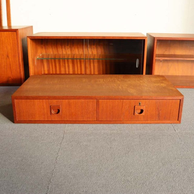 Vintage mid-century teak low cabinet by Preben Sørensen for Randers Møbelfabrik, Danish design with clean lines and.