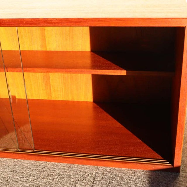 Mid-century vintage teak cabinet by Preben Sørensen for Randers Møbelfabrik, Danish design with rich wood grain and sleek.