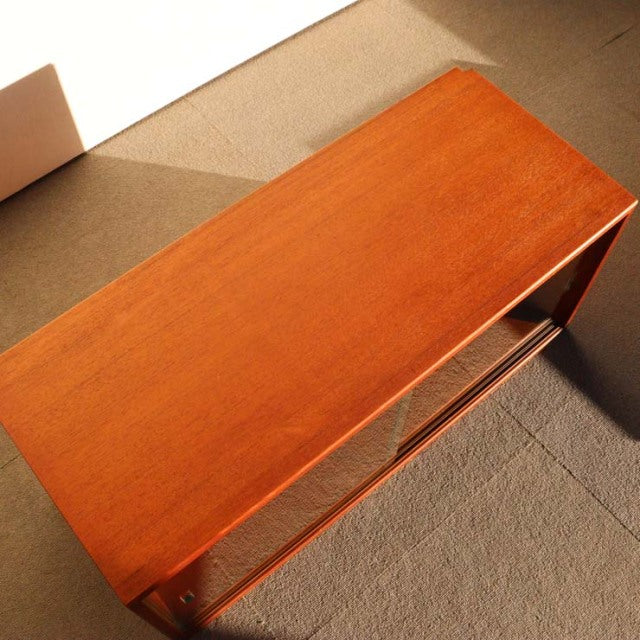 Vintage teak cabinet by PS system Preben Sørensen for Randers Møbelfabrik, mid-century Danish design with sleek wood grain.