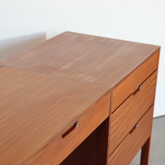Mid-century British vintage teak sideboard by Fyne Ladye with clean wood grain and sleek recessed handles.