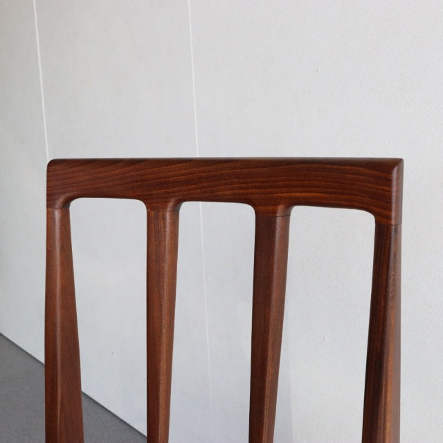 Vintage teak dining chair by Younger, British mid-century design with sleek vertical slats and tapered legs.