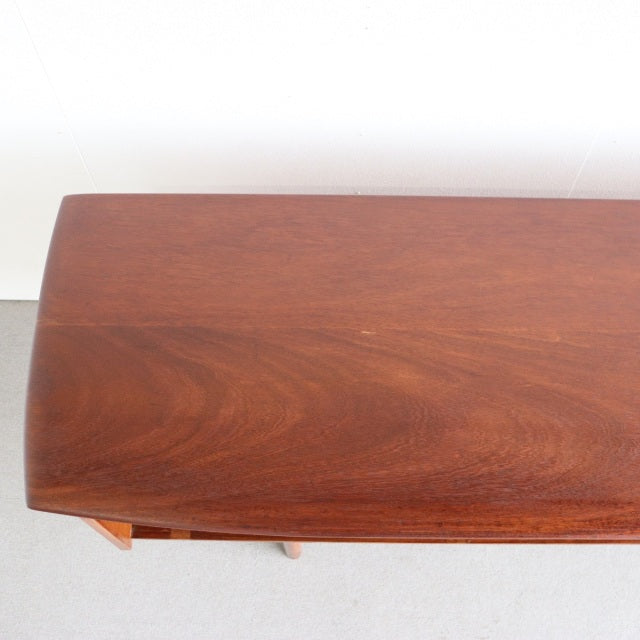 Vintage teak sideboard top with rich wood grain, smooth finish, mid-century British design from Dalescraft, Denmark style.