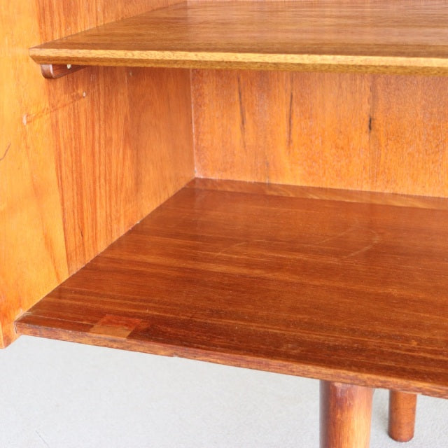 Mid-century British vintage teak sideboard corner with rich wood grain and smooth finish, crafted by Dalescraft.