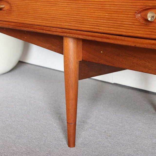 Mid-century British vintage teak sideboard leg with smooth wood grain and tapered Danish-style design by Robert Heritage for .