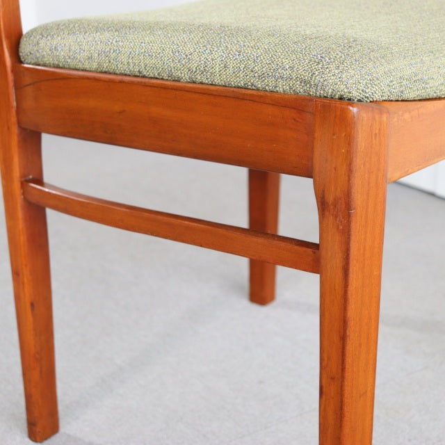 Vintage teak dining chair leg and frame with smooth grain, mid-century British design from Nathan, Denmark style upholstery.