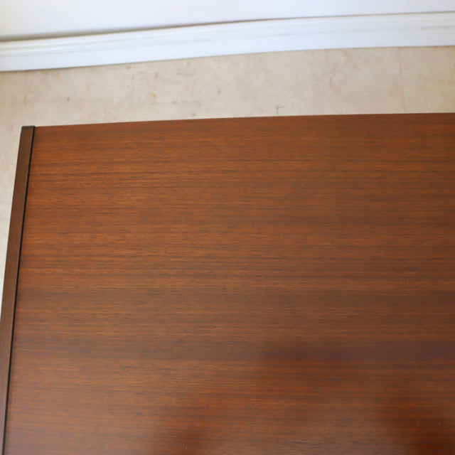 Vintage G-Plan mid-century teak chest top showcasing rich wood grain and smooth finish.