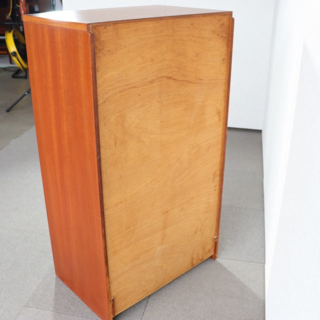 Vintage mid-century British teak chest by Austinsuite with rich wood grain and straight tapered legs.